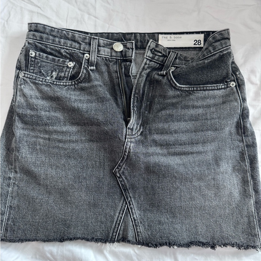 rag & bone Gray Denim Mini Skirt